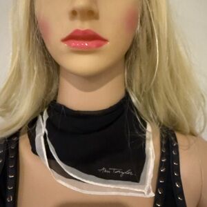 Ann Taylor Black Scarf with White Edging